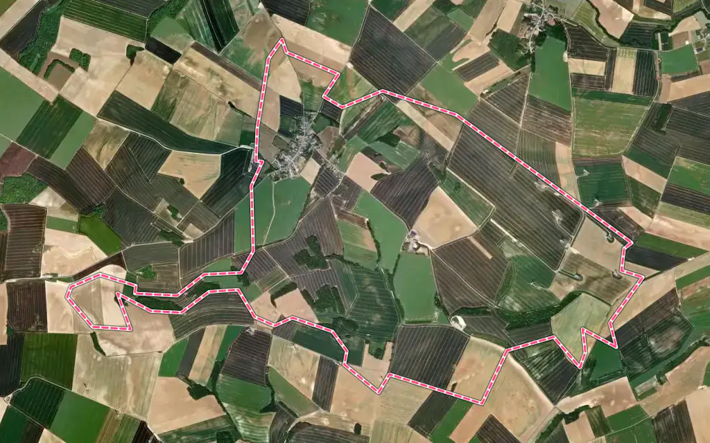Vue satellite de Le Thuel avec ses contours administratifs