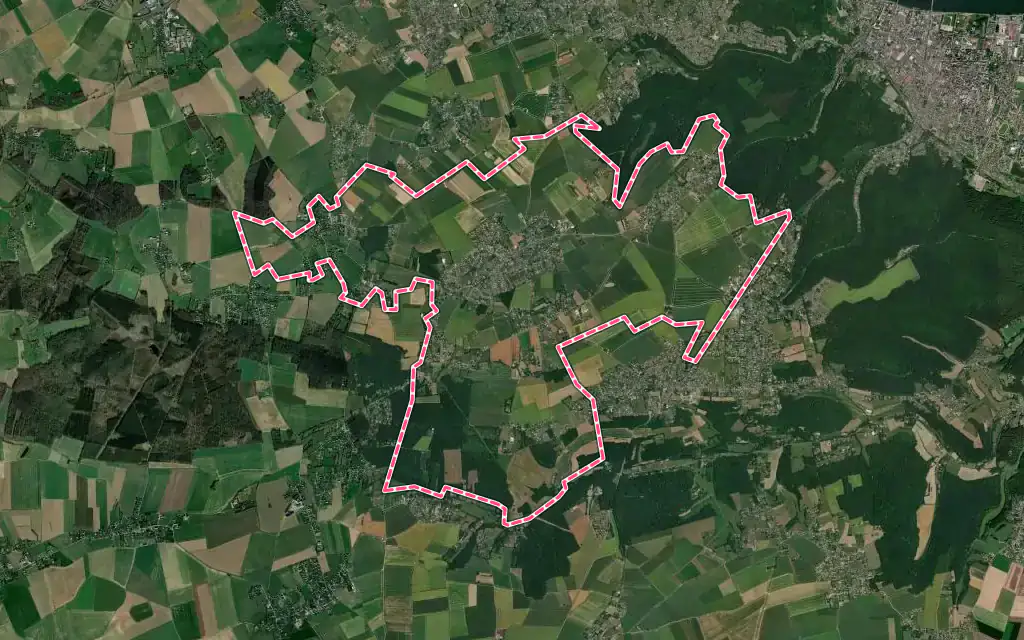 Vue satellite de Le Thuit de l'Oison avec ses contours administratifs