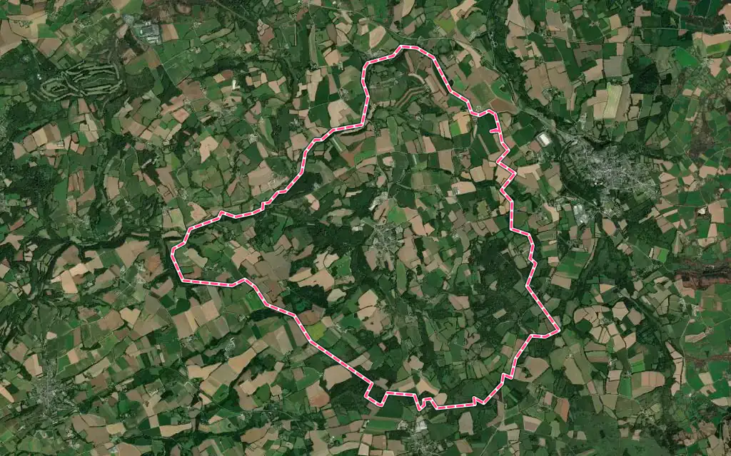 Vue satellite de Le Tréhou avec ses contours administratifs