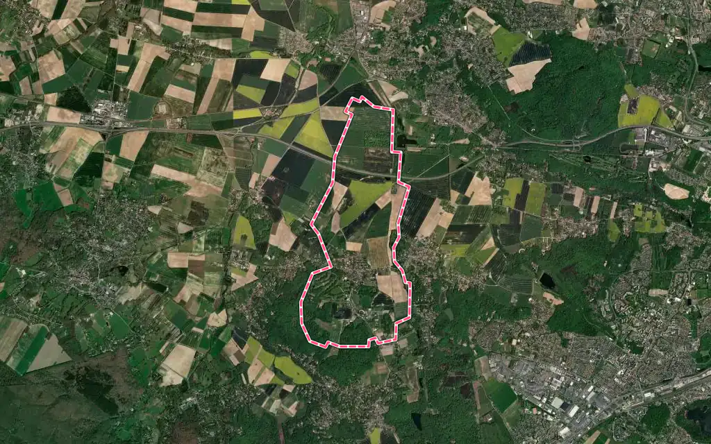 Vue satellite de Le Tremblay-sur-Mauldre avec ses contours administratifs