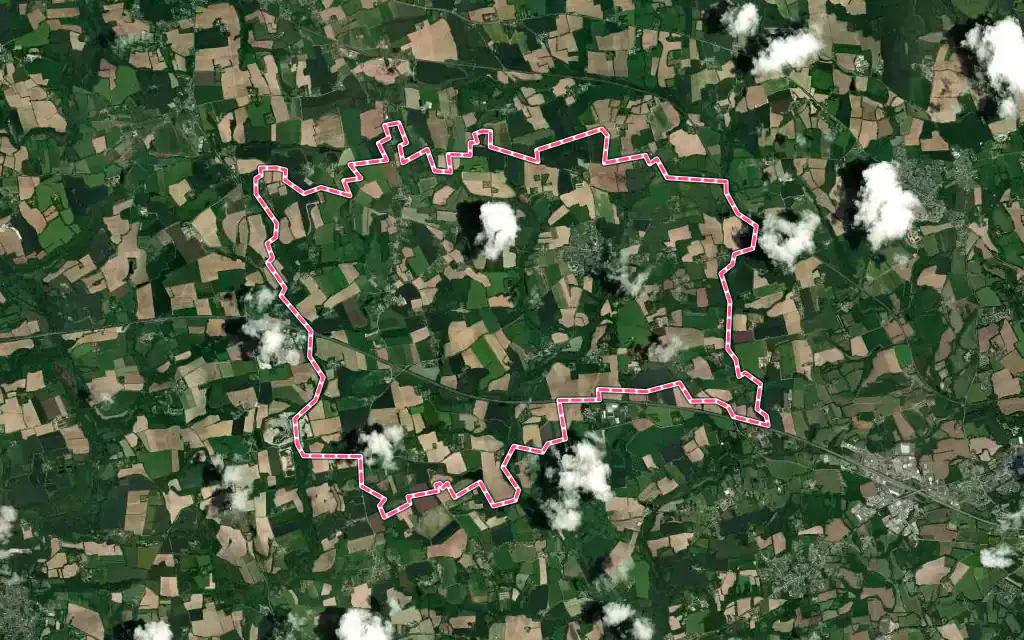 Vue satellite de Le Trévoux avec ses contours administratifs