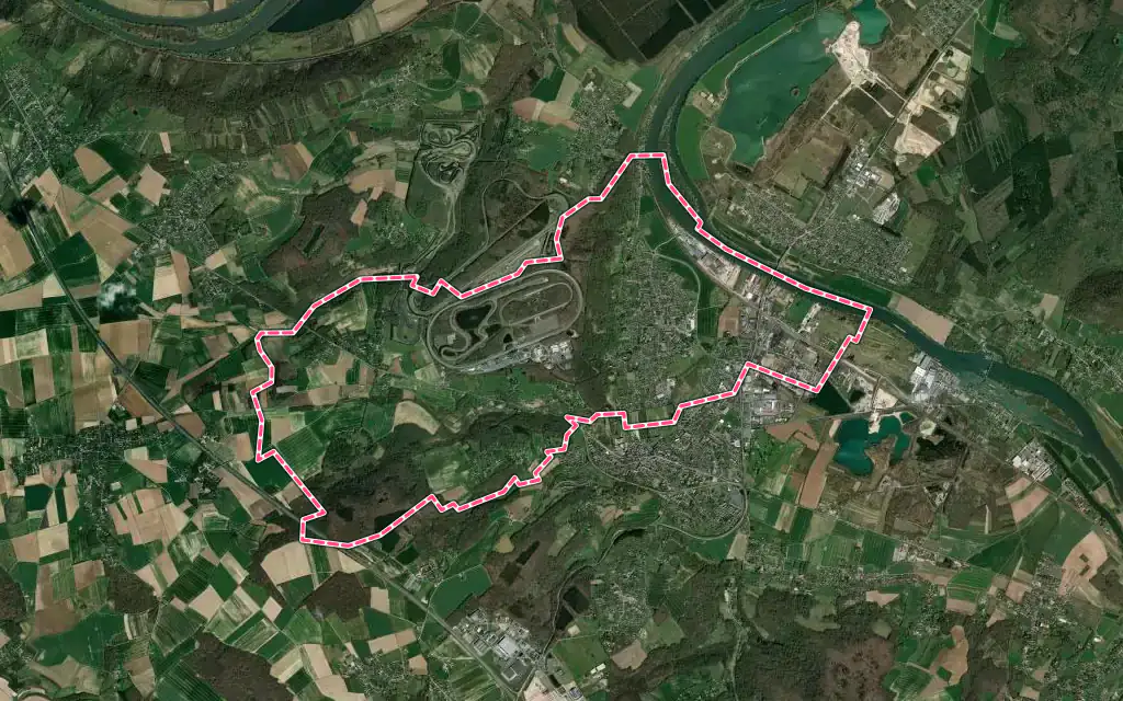 Vue satellite de Le Val d'Hazey avec ses contours administratifs