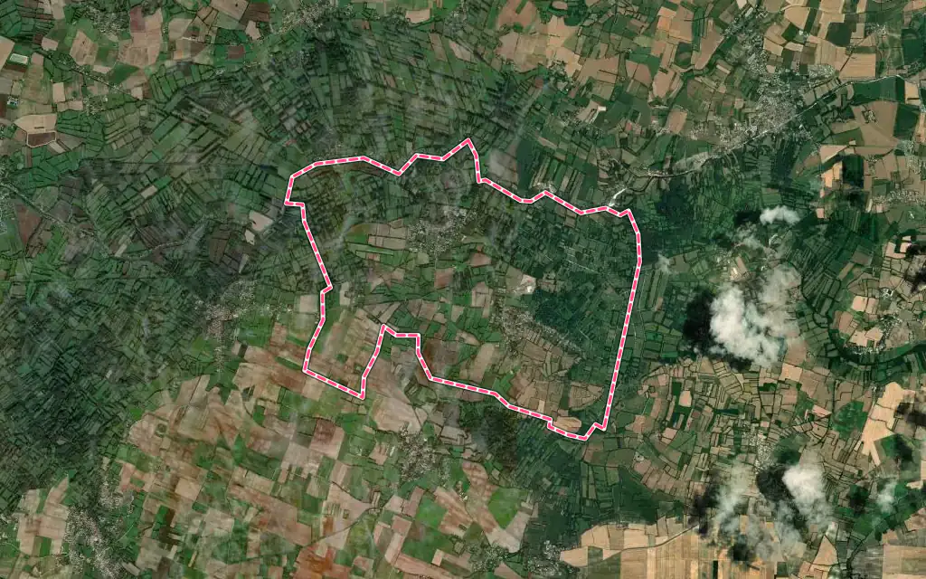 Vue satellite de Le Vanneau-Irleau avec ses contours administratifs