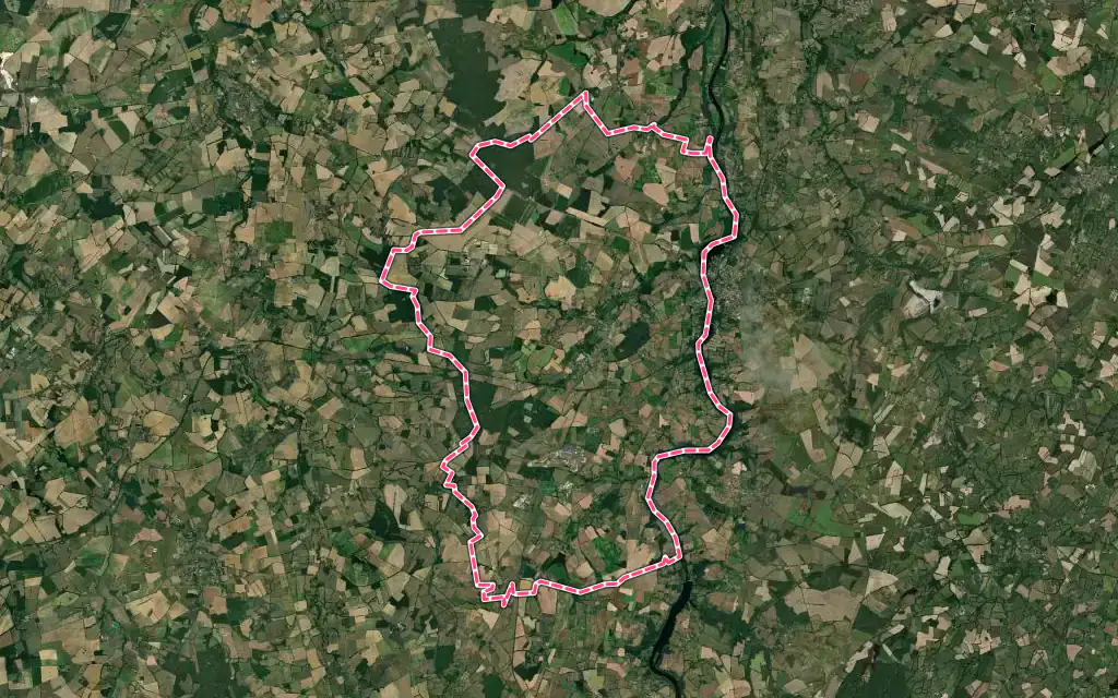 Vue satellite de Le Vigeant avec ses contours administratifs