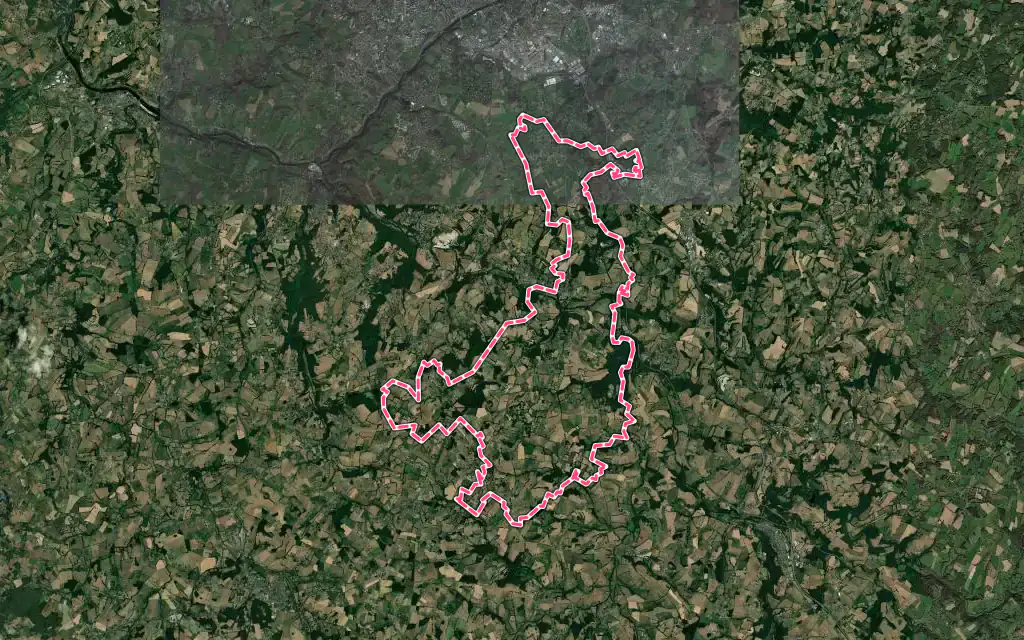 Vue satellite de Le Vigen avec ses contours administratifs