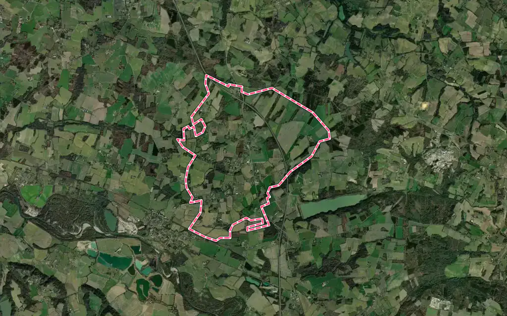 Vue satellite de Le Vignau avec ses contours administratifs