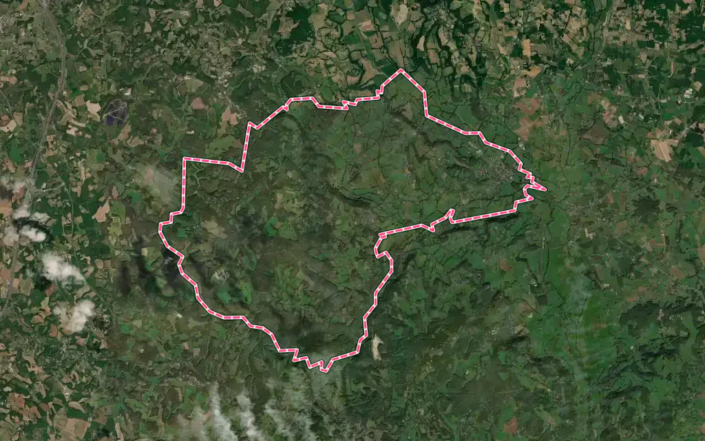 Vue satellite de Le Vignon-en-Quercy avec ses contours administratifs