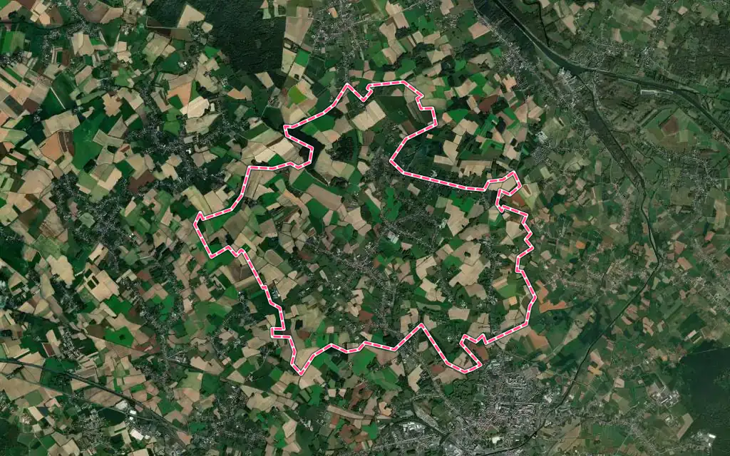 Vue satellite de Lecelles avec ses contours administratifs