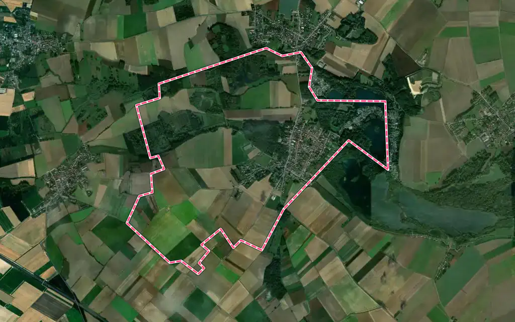 Vue satellite de Lécluse avec ses contours administratifs