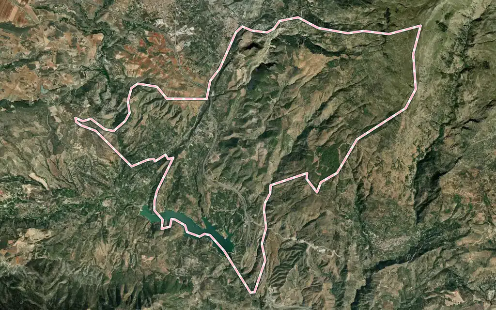 Vista satélite de Lecrín con su contorno administrativo