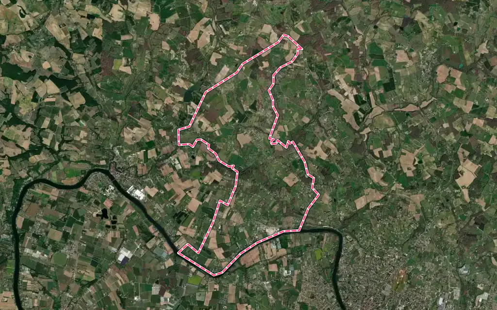 Vue satellite de Lédat avec ses contours administratifs
