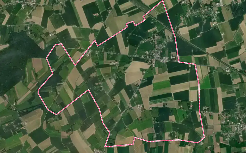 Vue satellite de Lederzeele avec ses contours administratifs