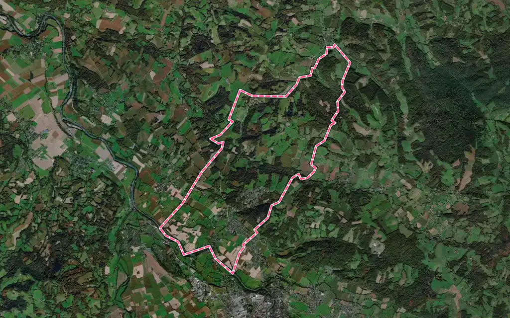 Vue satellite de Ledeuix avec ses contours administratifs