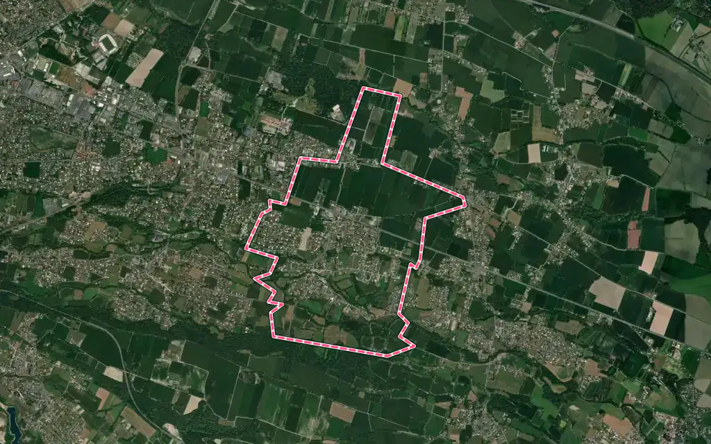 Vue satellite de Lée avec ses contours administratifs