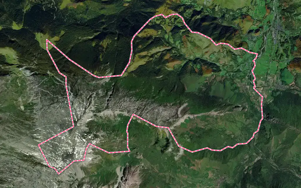 Vue satellite de Lées-Athas avec ses contours administratifs