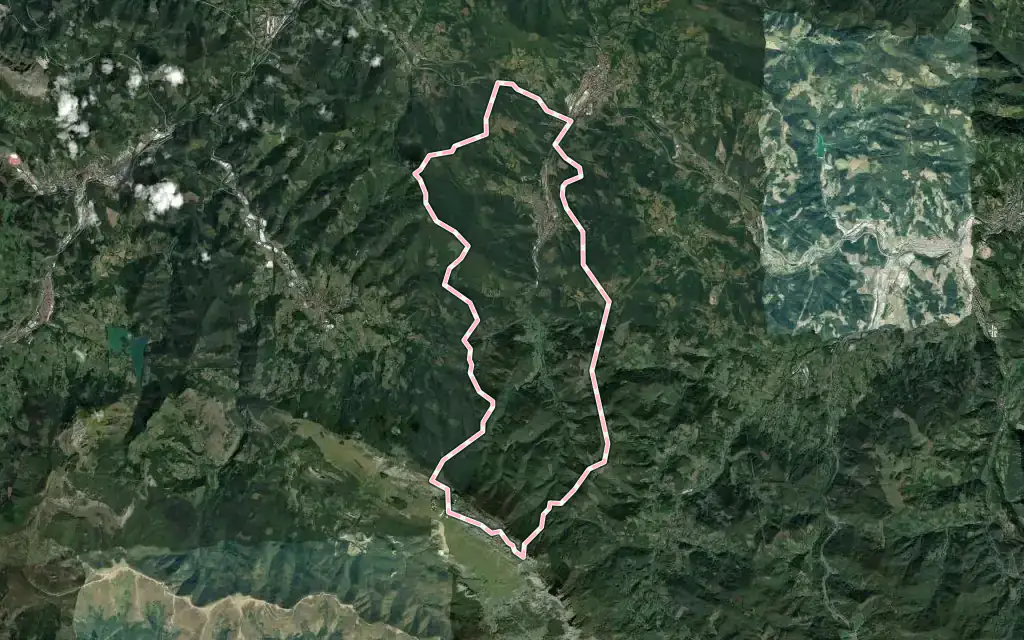 Vista satélite de Legazpi con su contorno administrativo
