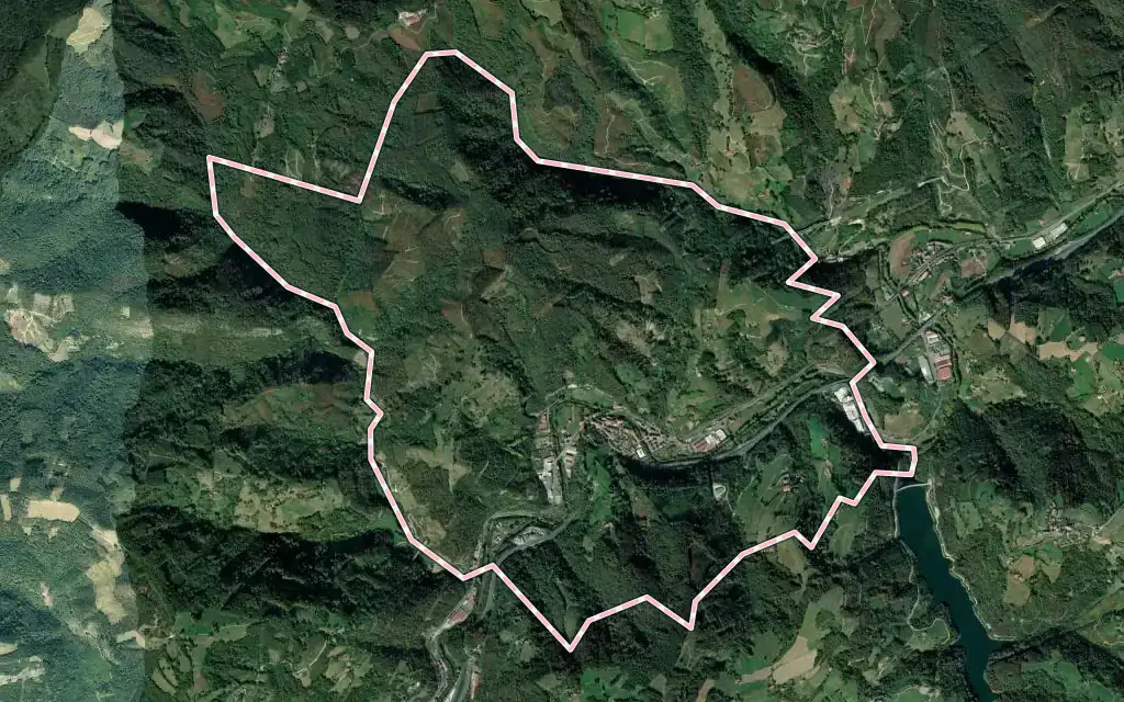 Vista satélite de Legorreta con su contorno administrativo
