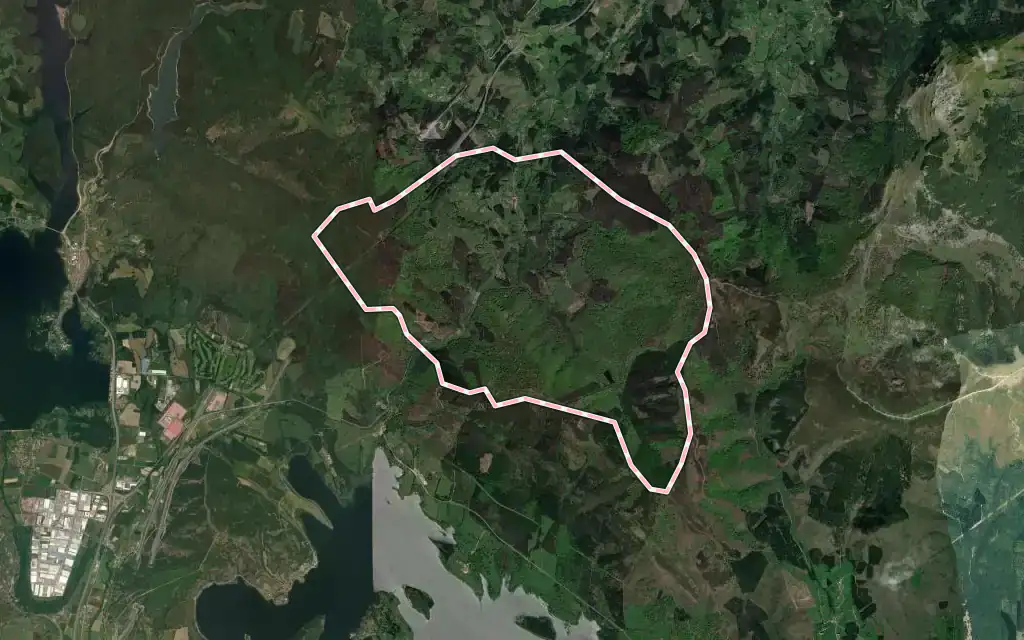 Vista satélite de Leintz-Gatzaga con su contorno administrativo