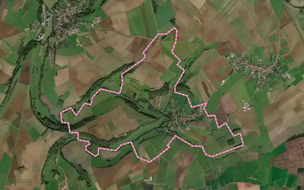 Vue satellite de Lemainville avec ses contours administratifs