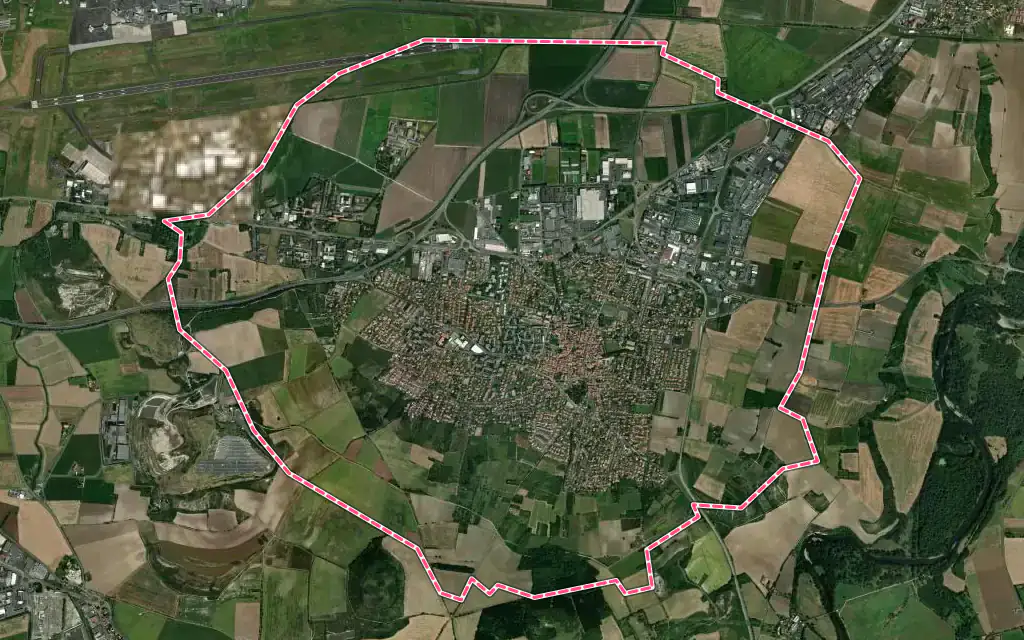 Vue satellite de Lempdes avec ses contours administratifs