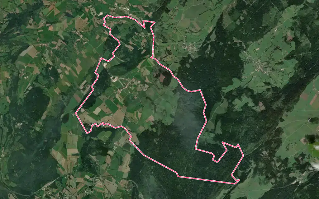Vue satellite de Lemuy avec ses contours administratifs