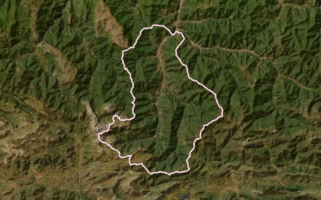 Vista satélite de Lena con su contorno administrativo
