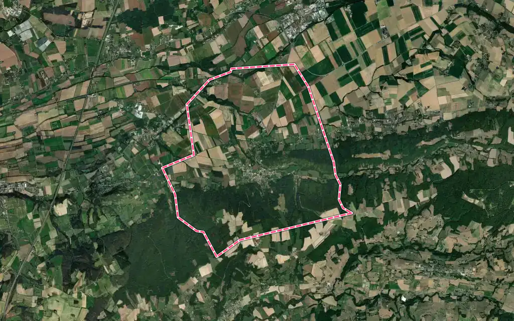 Vue satellite de Lens-Lestang avec ses contours administratifs