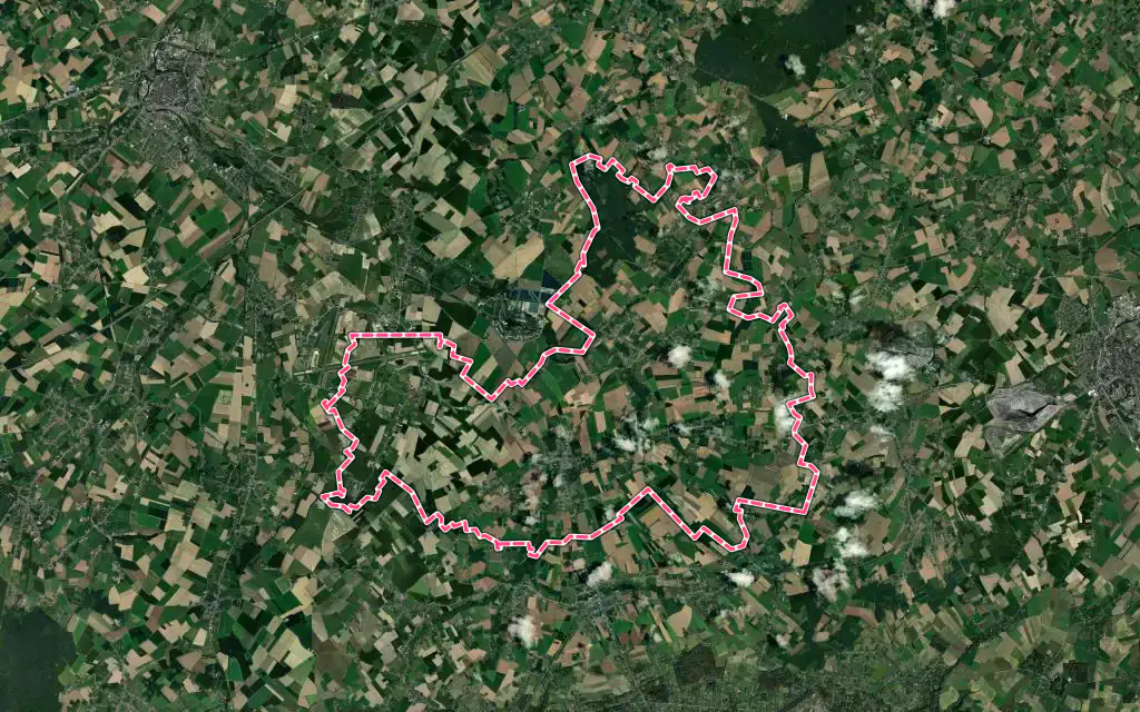 Vue satellite de Lens avec ses contours administratifs