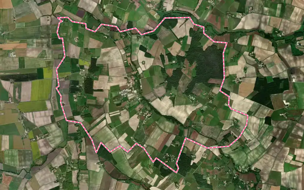 Vue satellite de Léoville avec ses contours administratifs
