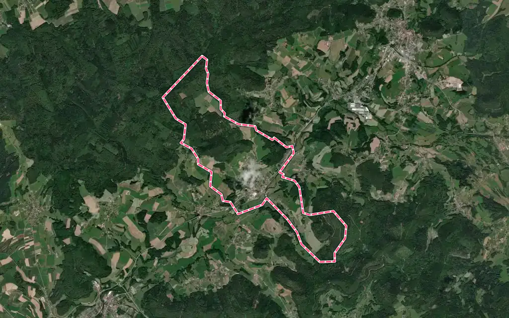 Vue satellite de Lépanges-sur-Vologne avec ses contours administratifs
