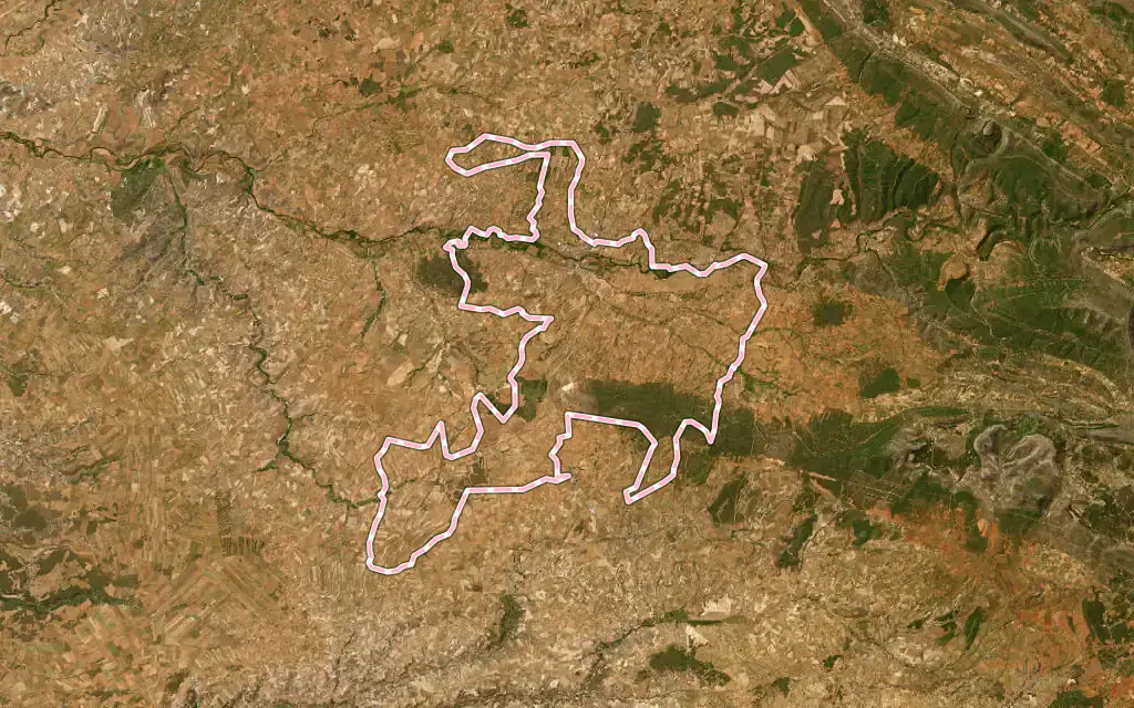 Vista satélite de Lerma con su contorno administrativo