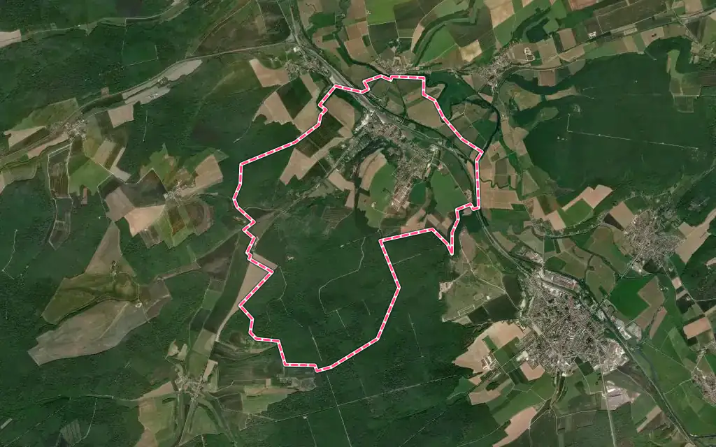 Vue satellite de Lérouville avec ses contours administratifs