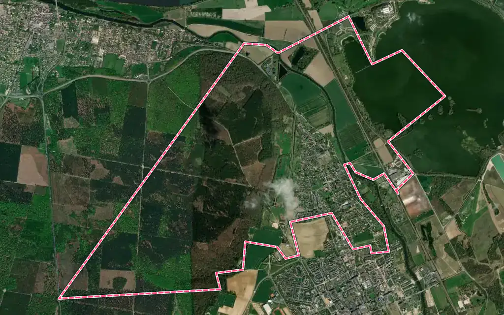 Vue satellite de Léry avec ses contours administratifs