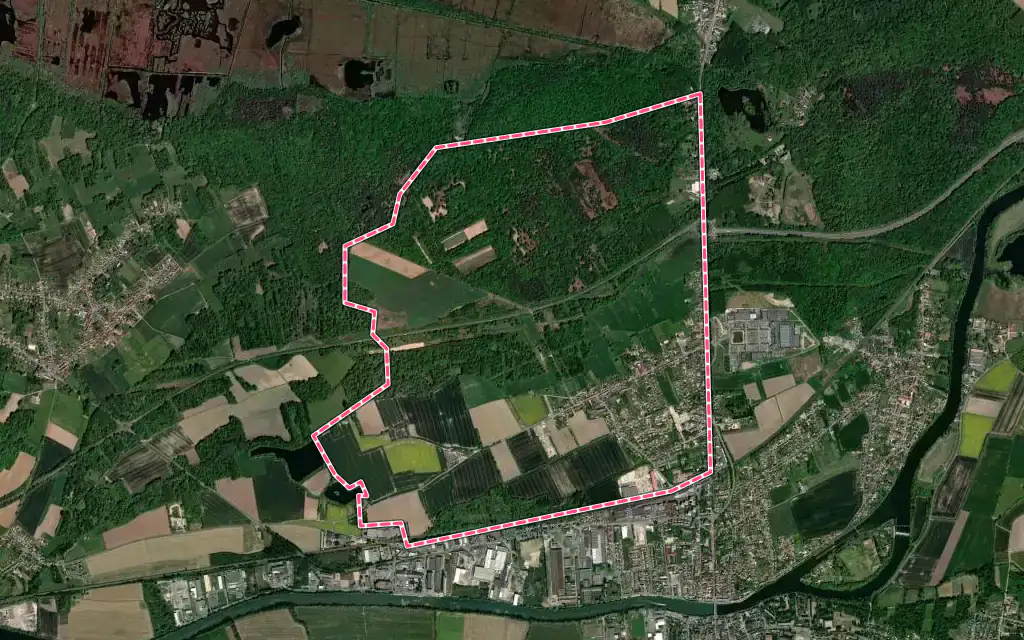 Vue satellite de Les Ageux avec ses contours administratifs