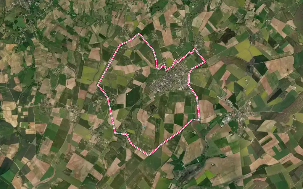 Vue satellite de Les Aix-d'Angillon avec ses contours administratifs