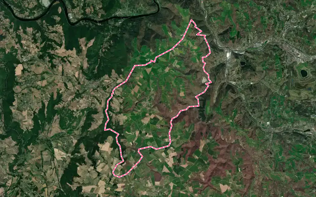 Vue satellite de Les Albres avec ses contours administratifs