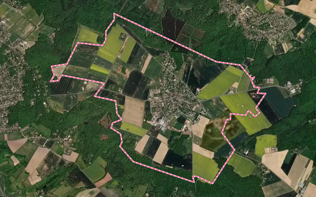 Vue satellite de Les Alluets-le-Roi avec ses contours administratifs