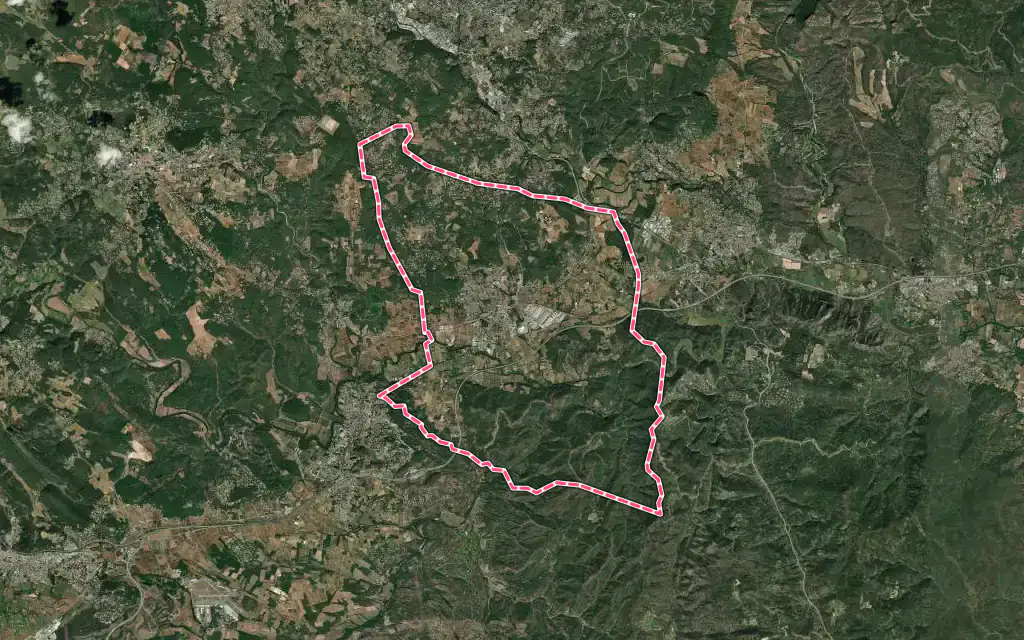 Vue satellite de Les Arcs avec ses contours administratifs