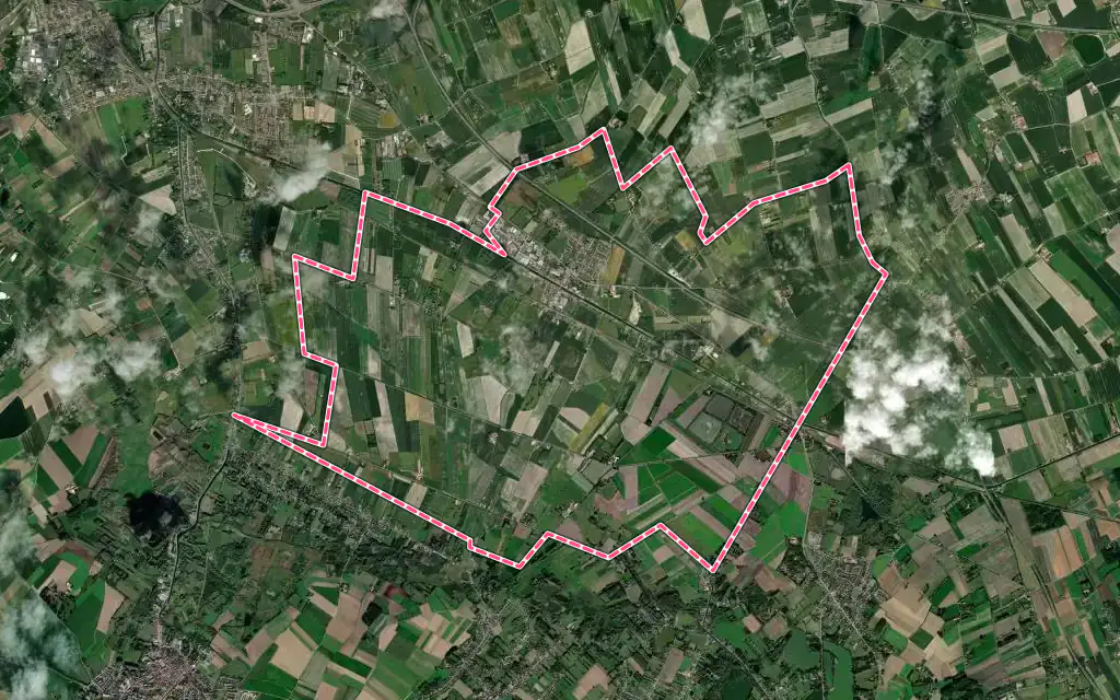 Vue satellite de Les Attaques avec ses contours administratifs