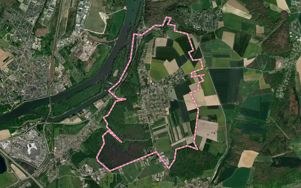 Vue satellite de Les Authieux-sur-le-Port-Saint-Ouen avec ses contours administratifs