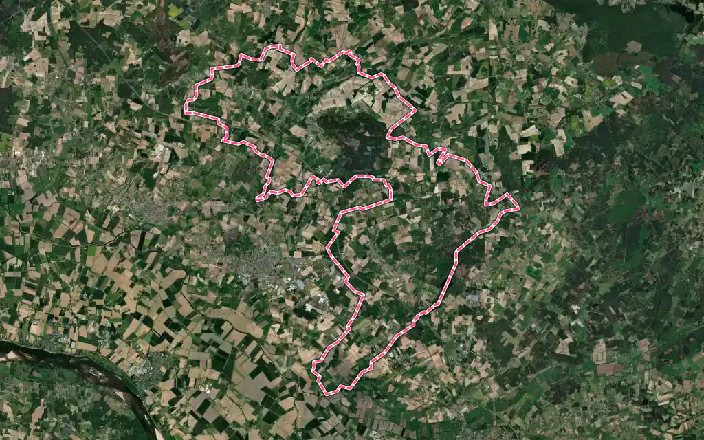 Vue satellite de Les Bois d'Anjou avec ses contours administratifs
