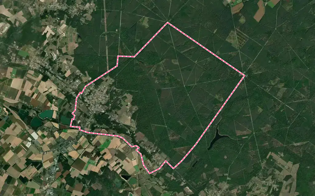 Vue satellite de Les Bordes avec ses contours administratifs