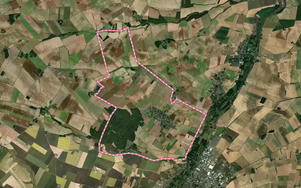 Vue satellite de Les Bordes avec ses contours administratifs