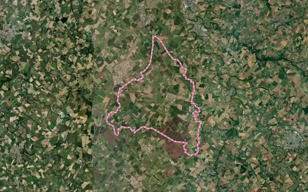 Vue satellite de Les Brouzils avec ses contours administratifs