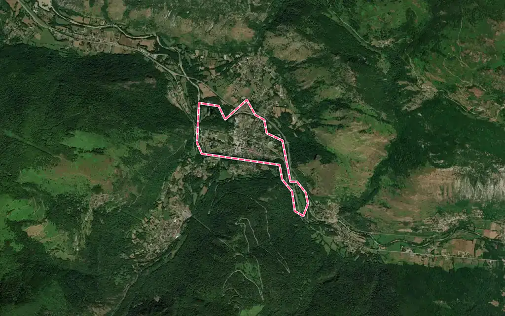 Vue satellite de Les Cabannes avec ses contours administratifs