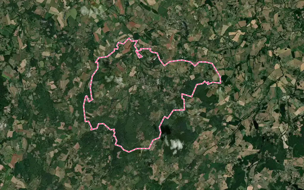 Vue satellite de Les Cars avec ses contours administratifs