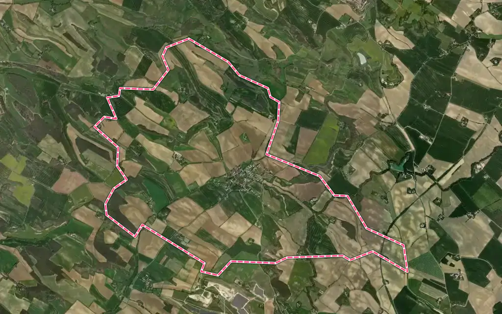 Vue satellite de Les Cassés avec ses contours administratifs