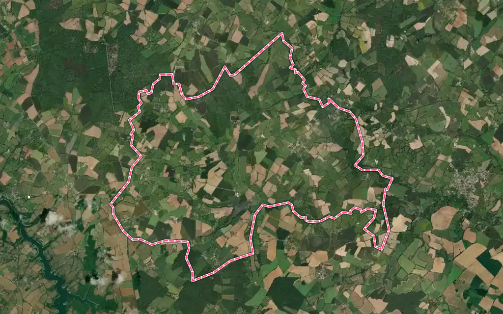 Vue satellite de Les Châteliers avec ses contours administratifs