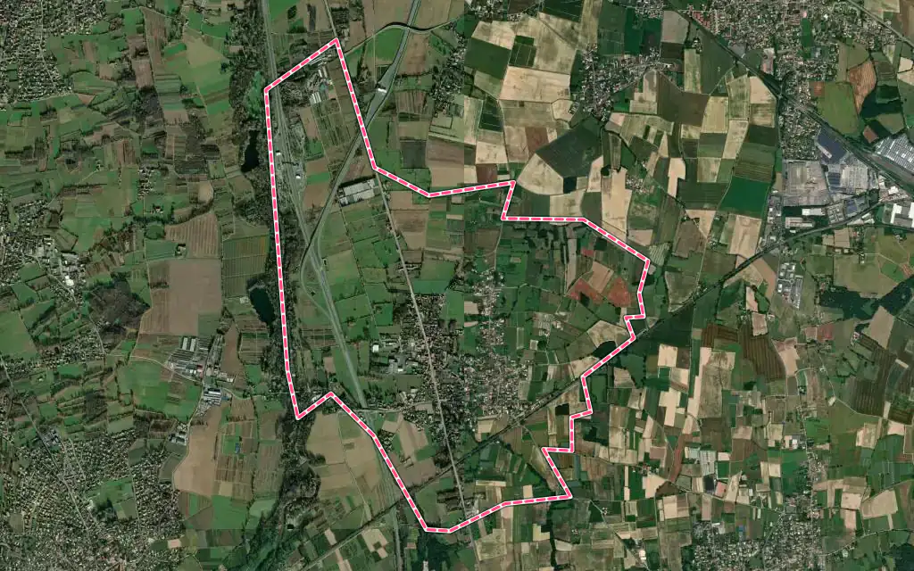 Vue satellite de Les Chères avec ses contours administratifs