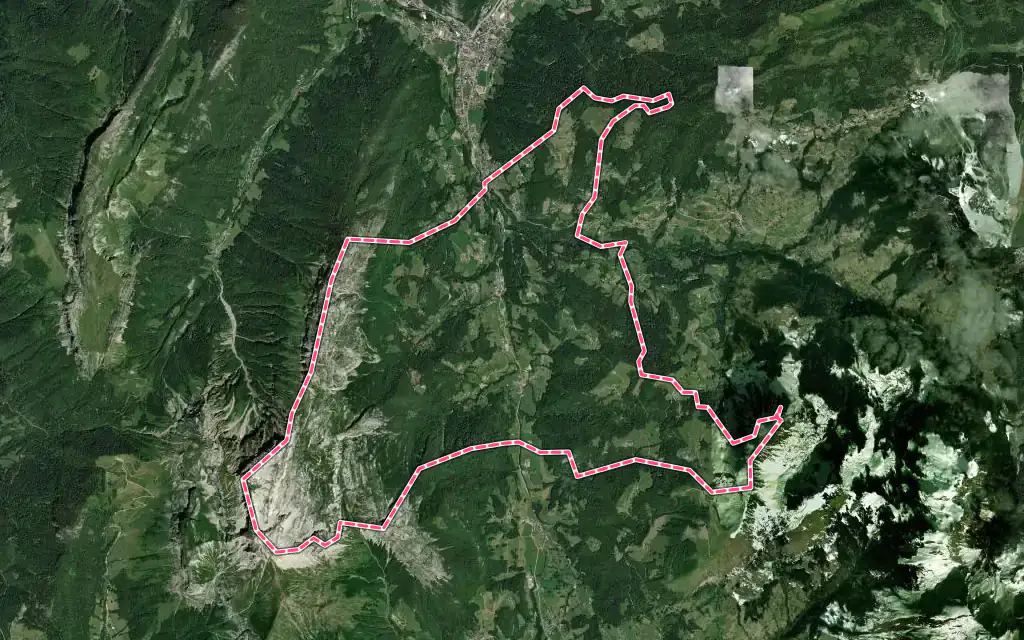 Vue satellite de Les Clefs avec ses contours administratifs